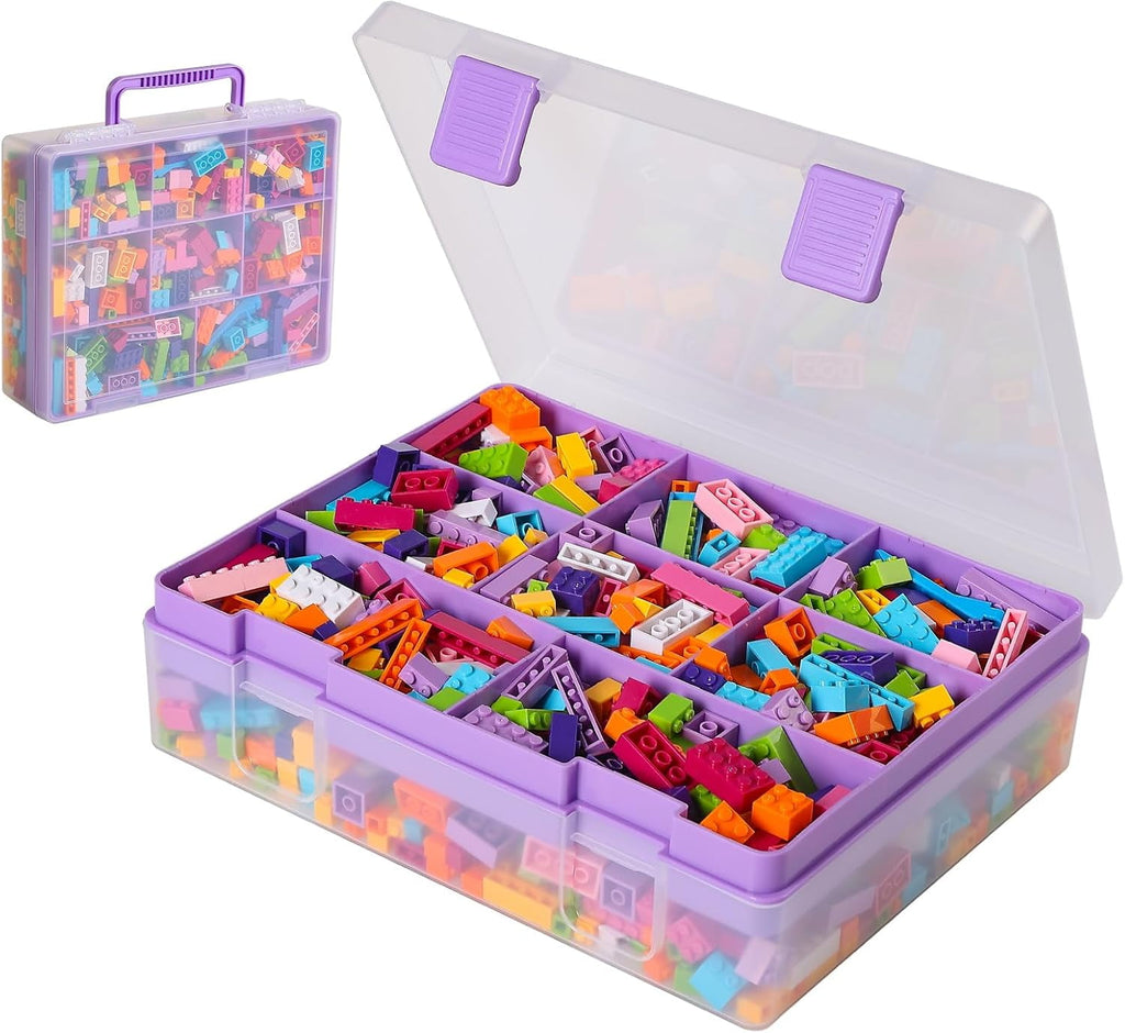 AllWays Plaza Toy Storage Organizer for Lego Stackable Organizer Bins Portable Organizer Containers Storage Box Plastic Case for Bead Bracelet Making DIY Jewelry Nail Charms (Blue)