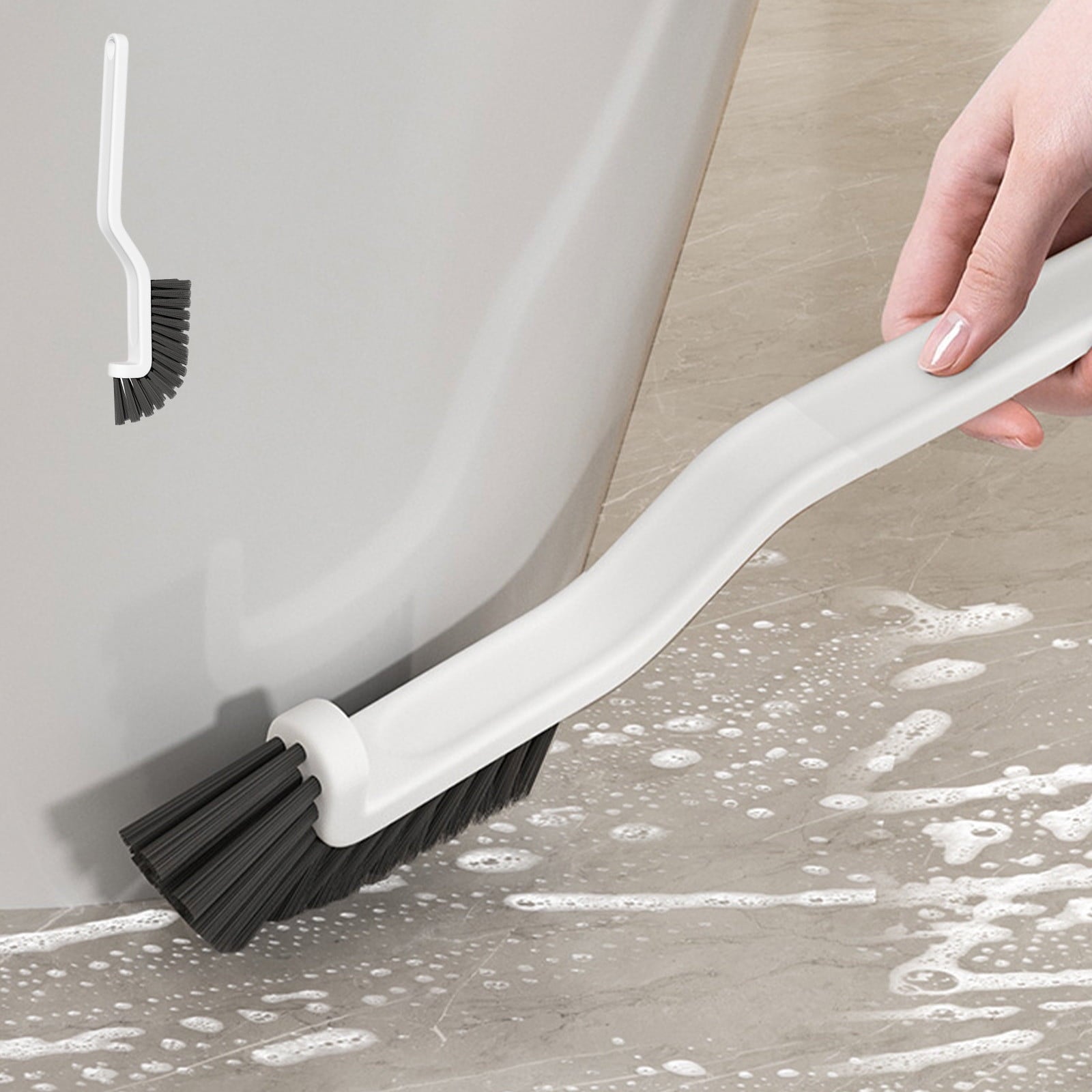 Bathroom Cleaning Brush Stiff Bristle Scrubber 11.4 Inch Plastic Handle Sweeping Tool to Clean Kitchen Tiles