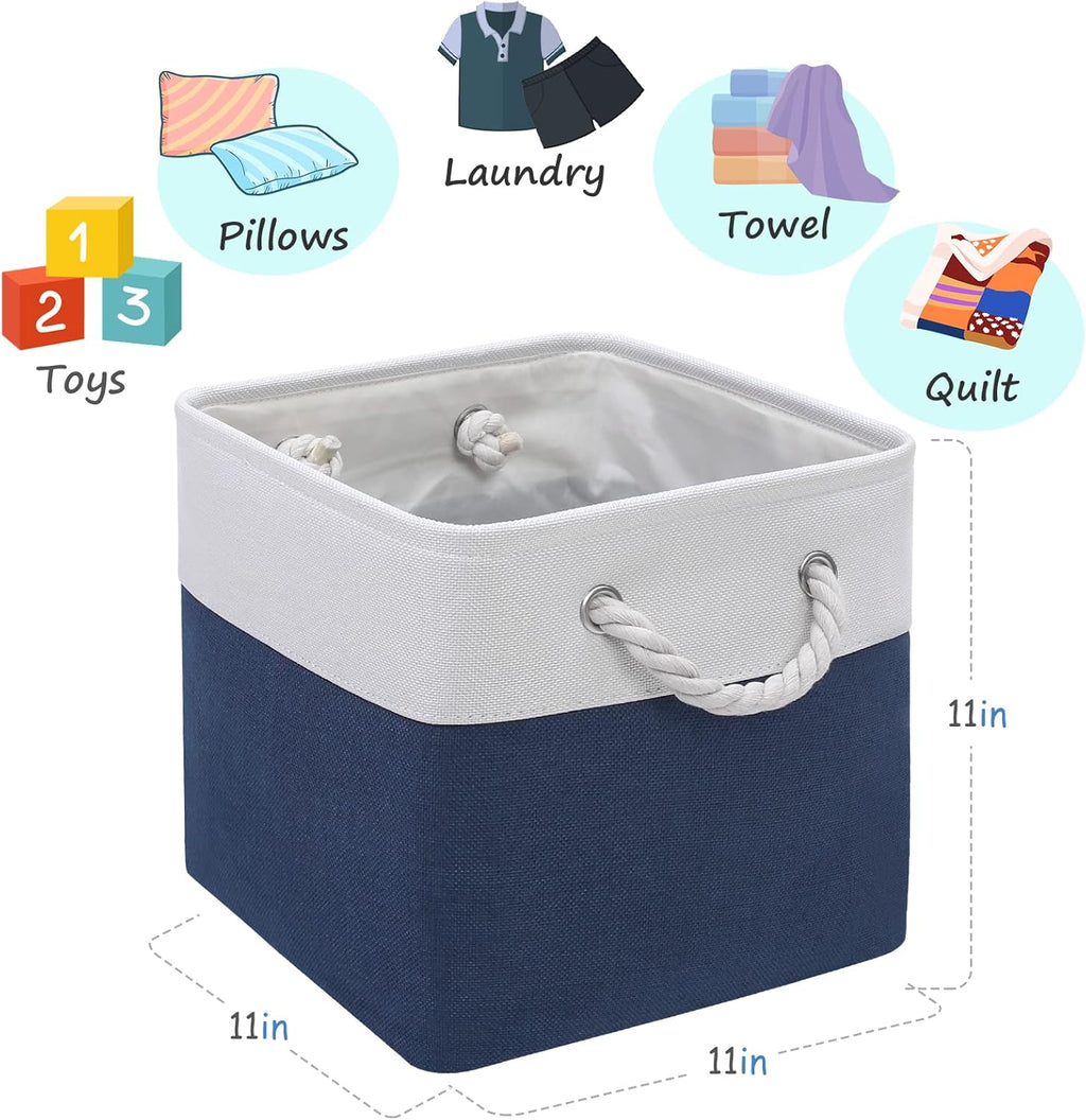 Hltsar Fabric Cubes Storage Basket  6 Pack 11x11 in with Handles Foldable Cube Storage Bins  for Shelves      Nursery Organizers