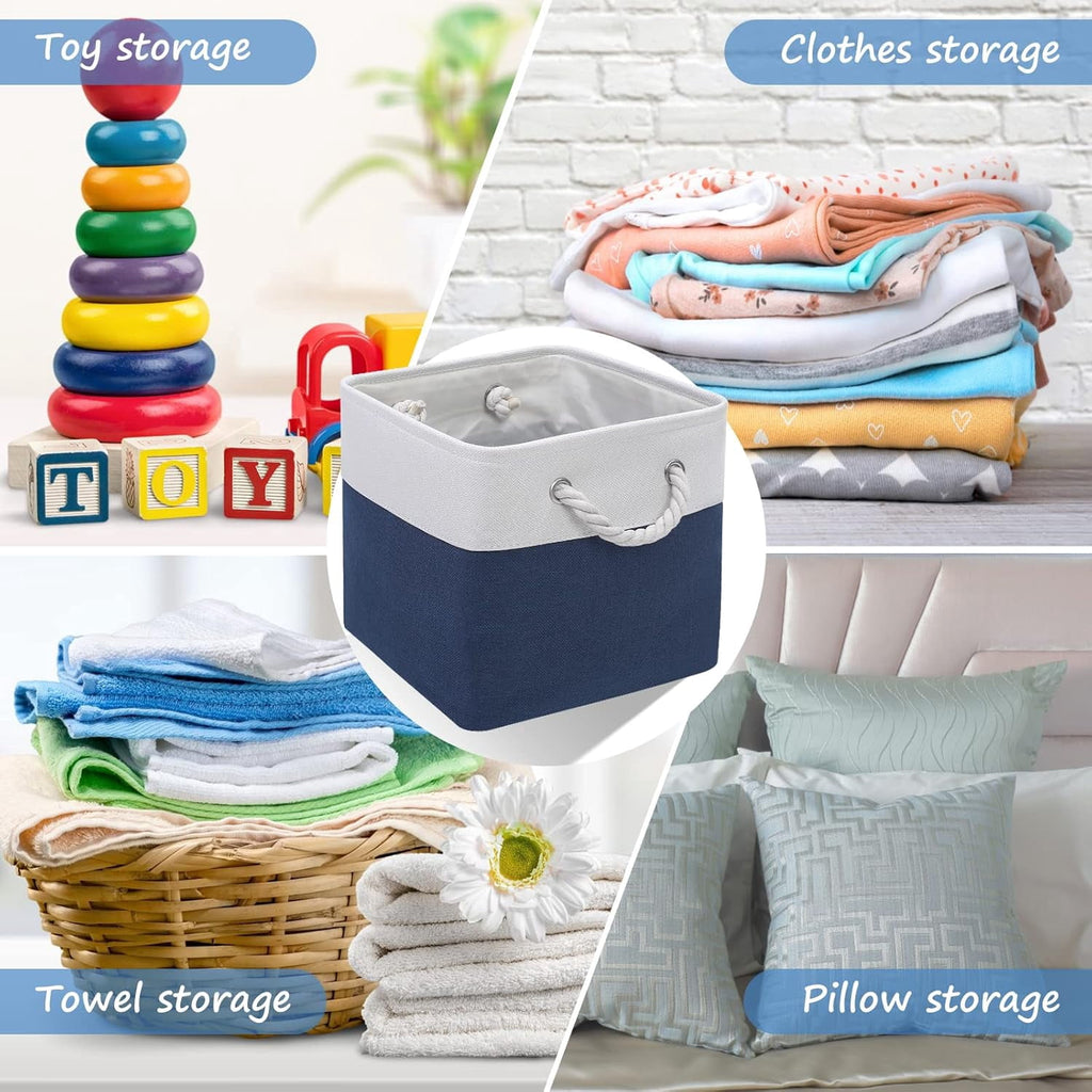 Hltsar Fabric Cubes Storage Basket  6 Pack 11x11 in with Handles Foldable Cube Storage Bins  for Shelves      Nursery Organizers