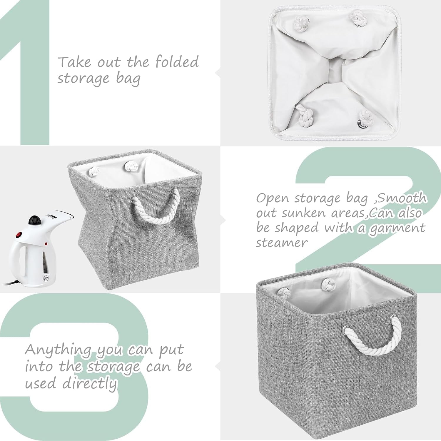 Hltsar Fabric Cubes Storage Basket  6 Pack 11x11 in with Handles Foldable Cube Storage Bins  for Shelves      Nursery Organizers