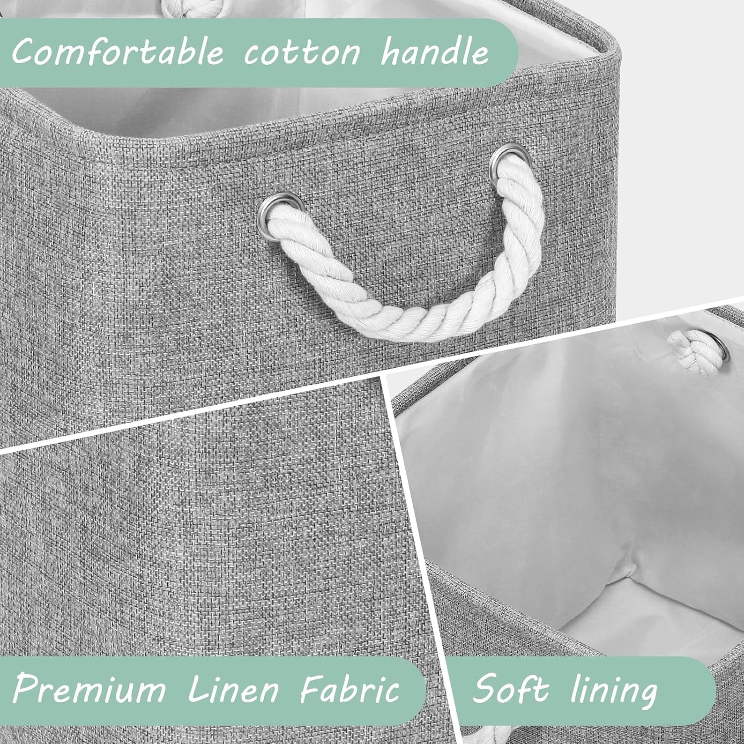 Hltsar Fabric Cubes Storage Basket  6 Pack 11x11 in with Handles Foldable Cube Storage Bins  for Shelves      Nursery Organizers