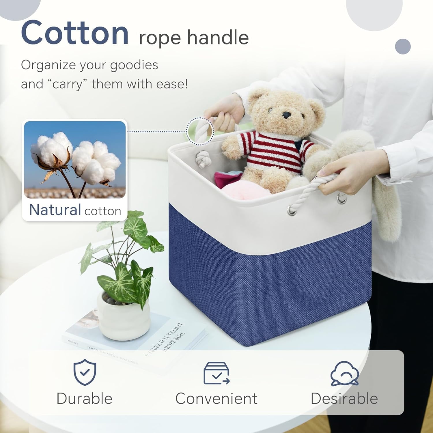 Hltsar Fabric Cubes Storage Basket  6 Pack 11x11 in with Handles Foldable Cube Storage Bins  for Shelves      Nursery Organizers
