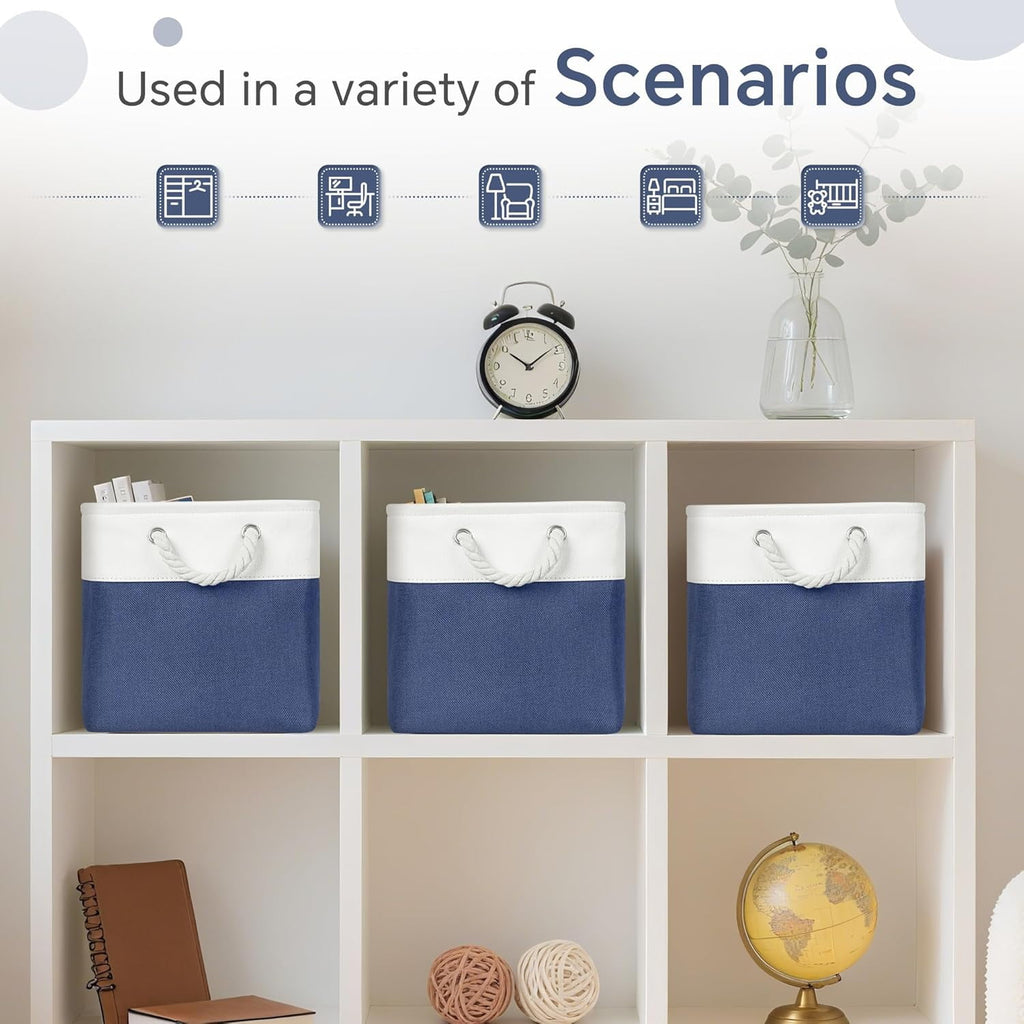 Hltsar Fabric Cubes Storage Basket  6 Pack 11x11 in with Handles Foldable Cube Storage Bins  for Shelves      Nursery Organizers