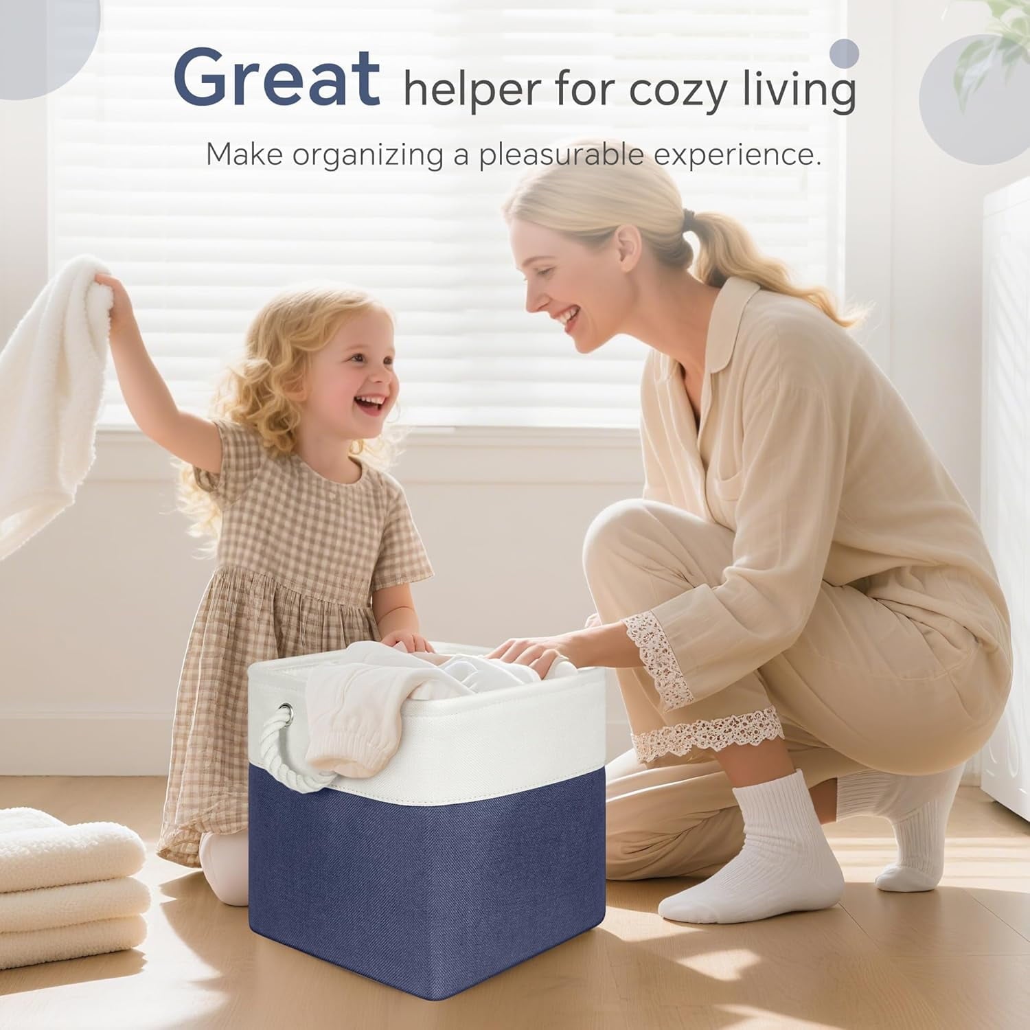 Hltsar Fabric Cubes Storage Basket  6 Pack 11x11 in with Handles Foldable Cube Storage Bins  for Shelves      Nursery Organizers