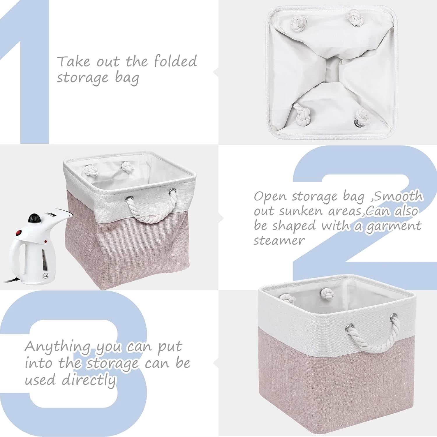 Hltsar Fabric Cubes Storage Basket  6 Pack 11x11 in with Handles Foldable Cube Storage Bins  for Shelves      Nursery Organizers