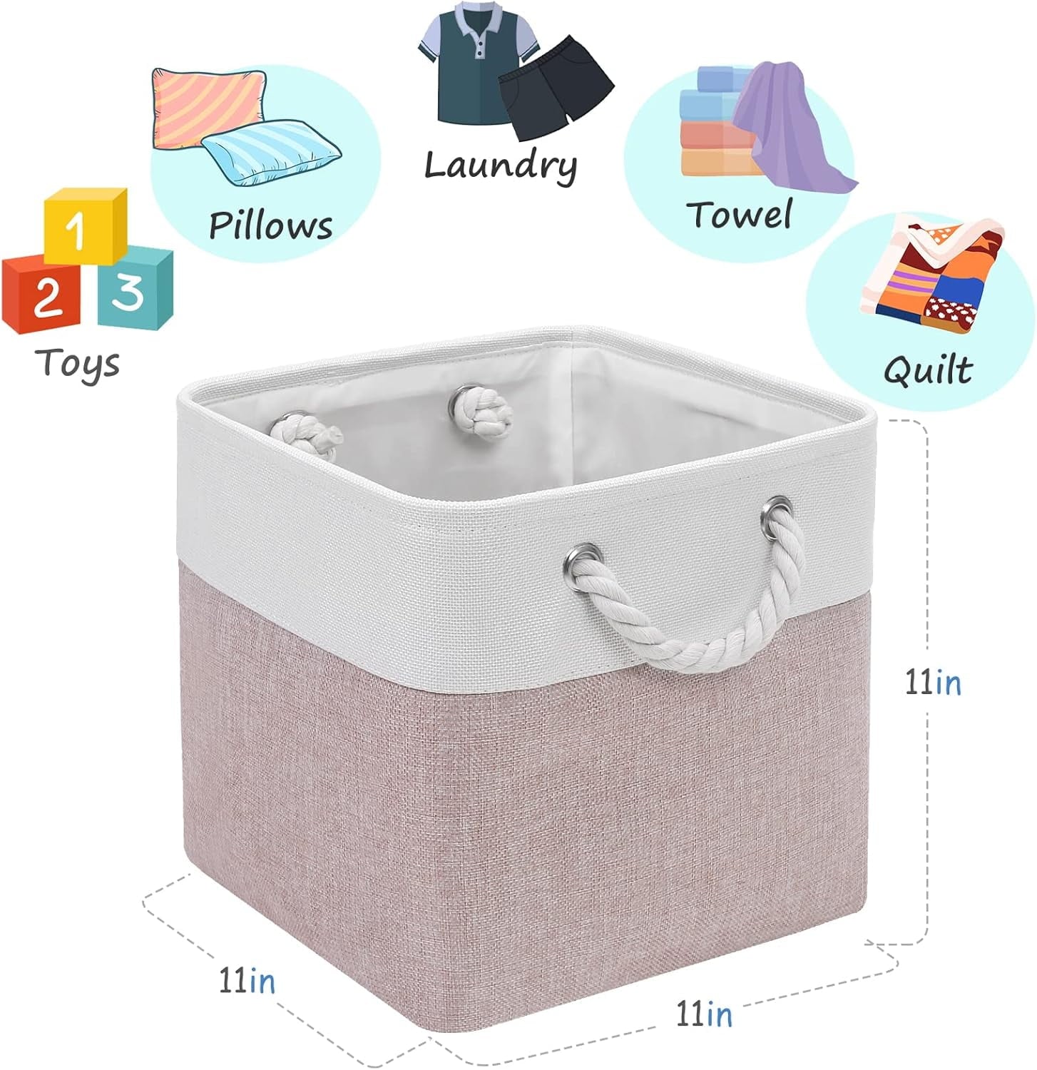 Hltsar Fabric Cubes Storage Basket  6 Pack 11x11 in with Handles Foldable Cube Storage Bins  for Shelves      Nursery Organizers