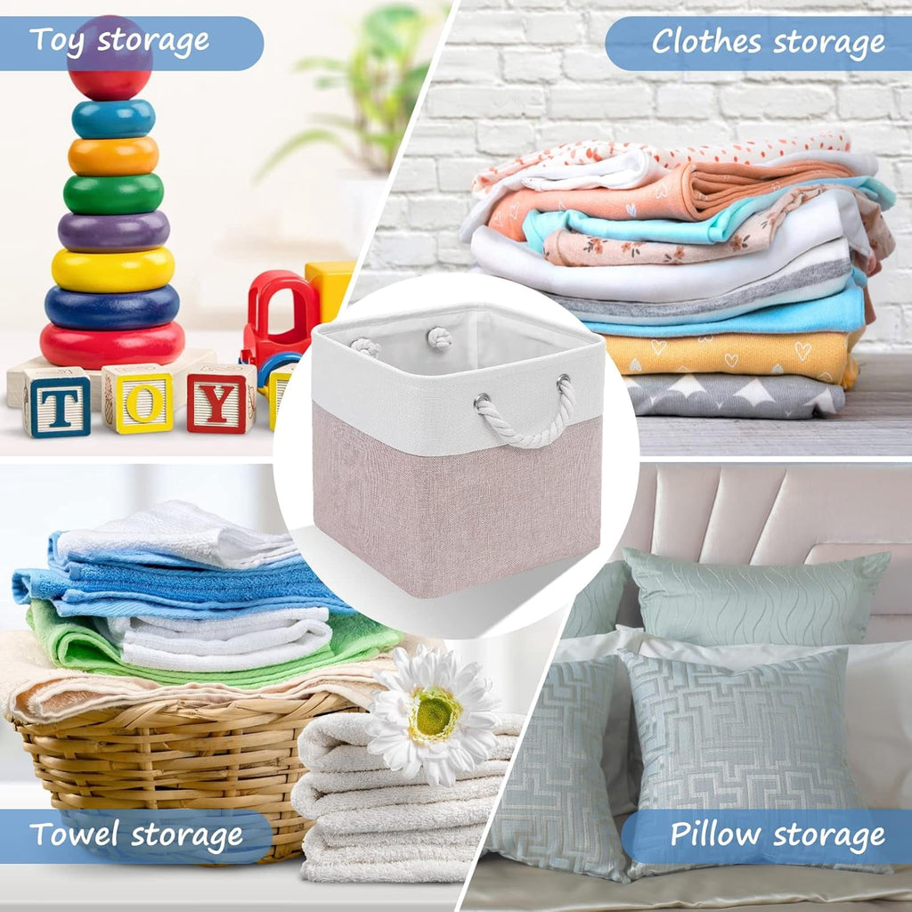 Hltsar Fabric Cubes Storage Basket  6 Pack 11x11 in with Handles Foldable Cube Storage Bins  for Shelves      Nursery Organizers