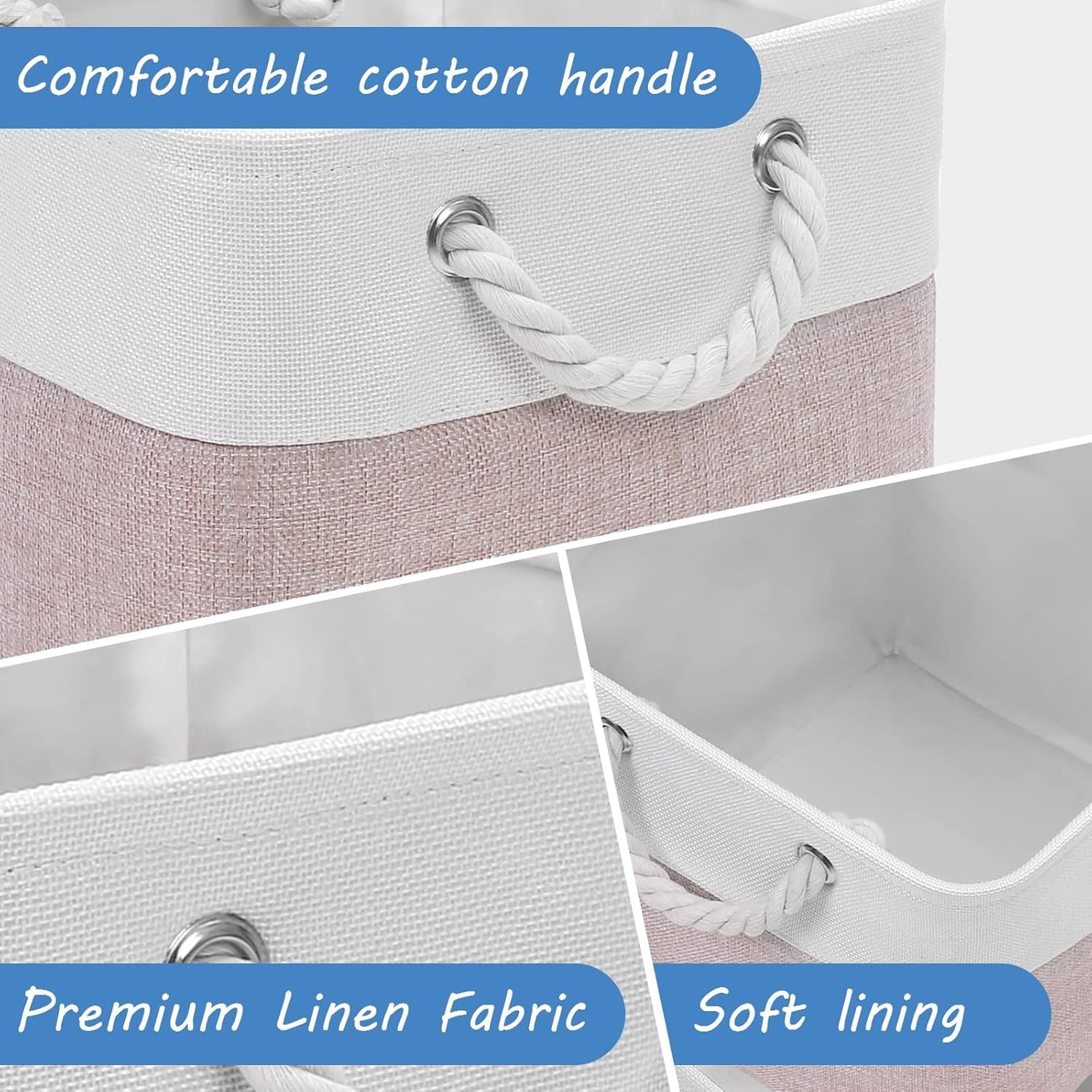 Hltsar Fabric Cubes Storage Basket  6 Pack 11x11 in with Handles Foldable Cube Storage Bins  for Shelves      Nursery Organizers