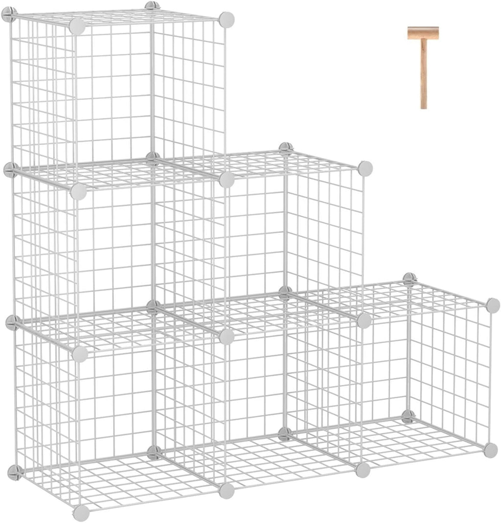 8-Cube Wire Storage Organizer | 24.8"L x12.4"W x48.4"H Modular DIY Metal Grid Shelving for Living Room Office Closet