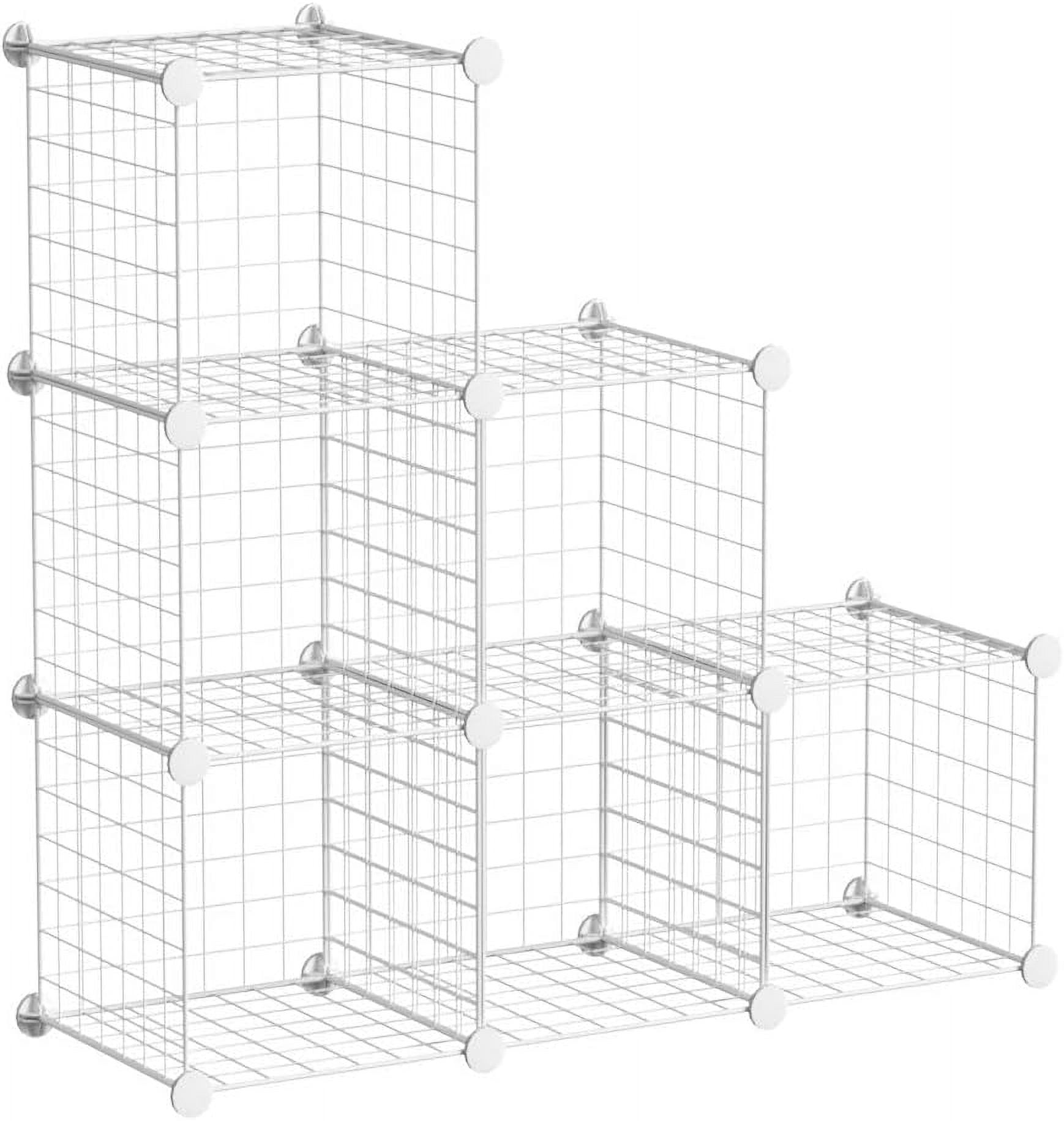 8-Cube Wire Storage Organizer | 24.8"L x12.4"W x48.4"H Modular DIY Metal Grid Shelving for Living Room Office Closet