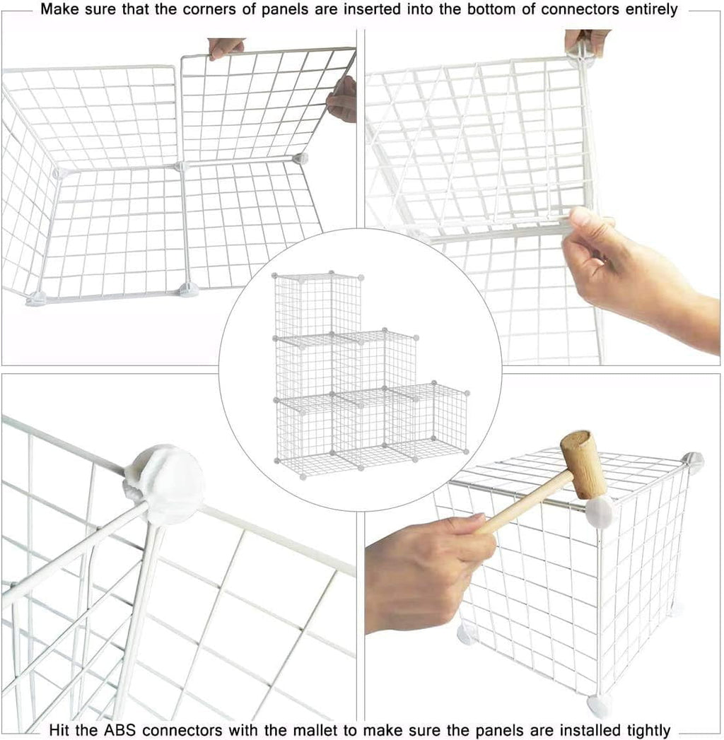 8-Cube Wire Storage Organizer | 24.8"L x12.4"W x48.4"H Modular DIY Metal Grid Shelving for Living Room Office Closet