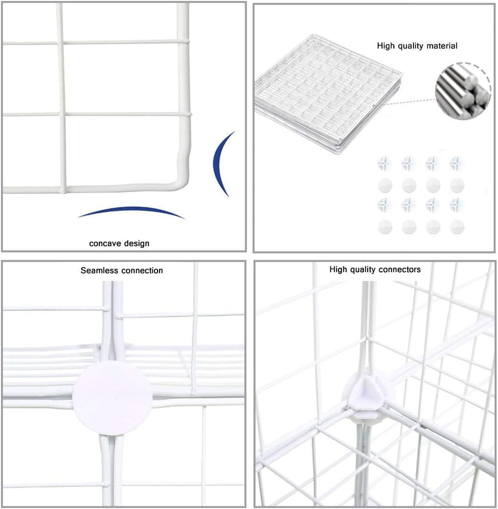 8-Cube Wire Storage Organizer | 24.8"L x12.4"W x48.4"H Modular DIY Metal Grid Shelving for Living Room Office Closet