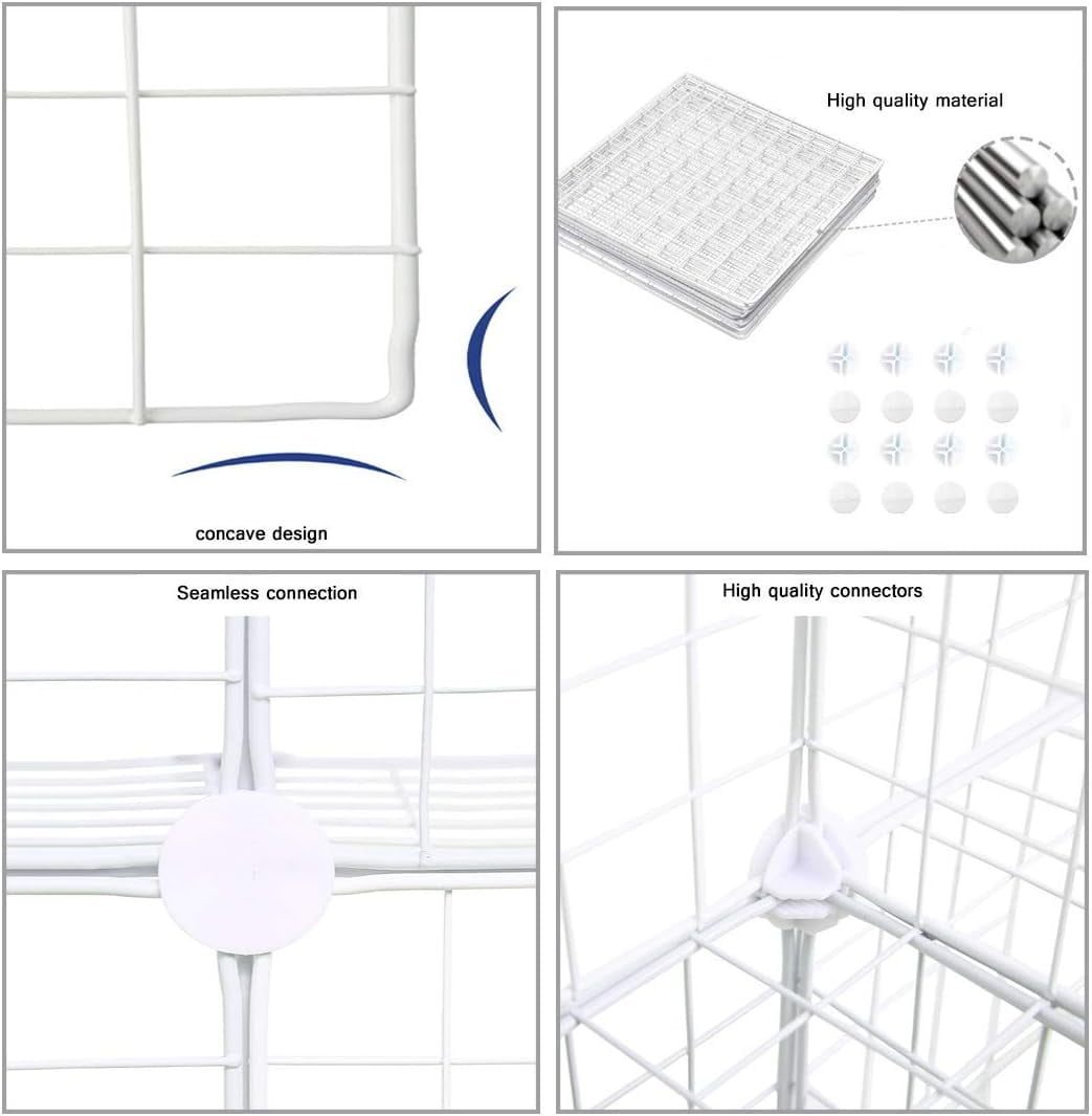 8-Cube Wire Storage Organizer | 24.8"L x12.4"W x48.4"H Modular DIY Metal Grid Shelving for Living Room Office Closet