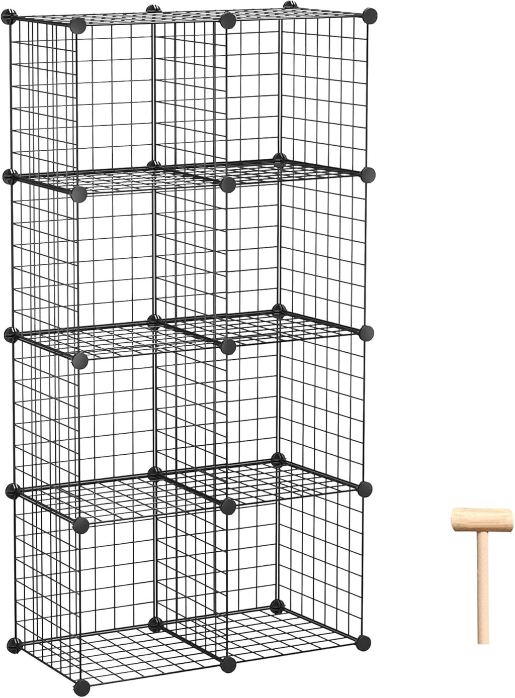 8-Cube Wire Storage Organizer | 24.8"L x12.4"W x48.4"H Modular DIY Metal Grid Shelving for Living Room Office Closet