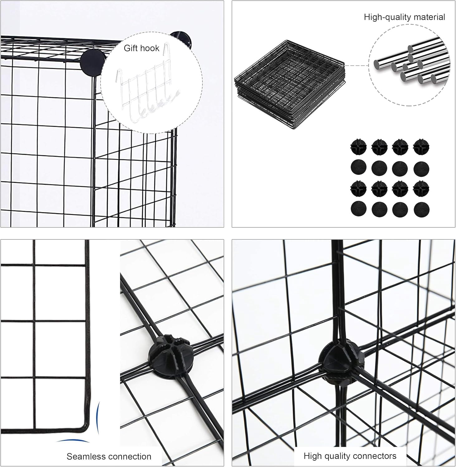 8-Cube Wire Storage Organizer | 24.8"L x12.4"W x48.4"H Modular DIY Metal Grid Shelving for Living Room Office Closet