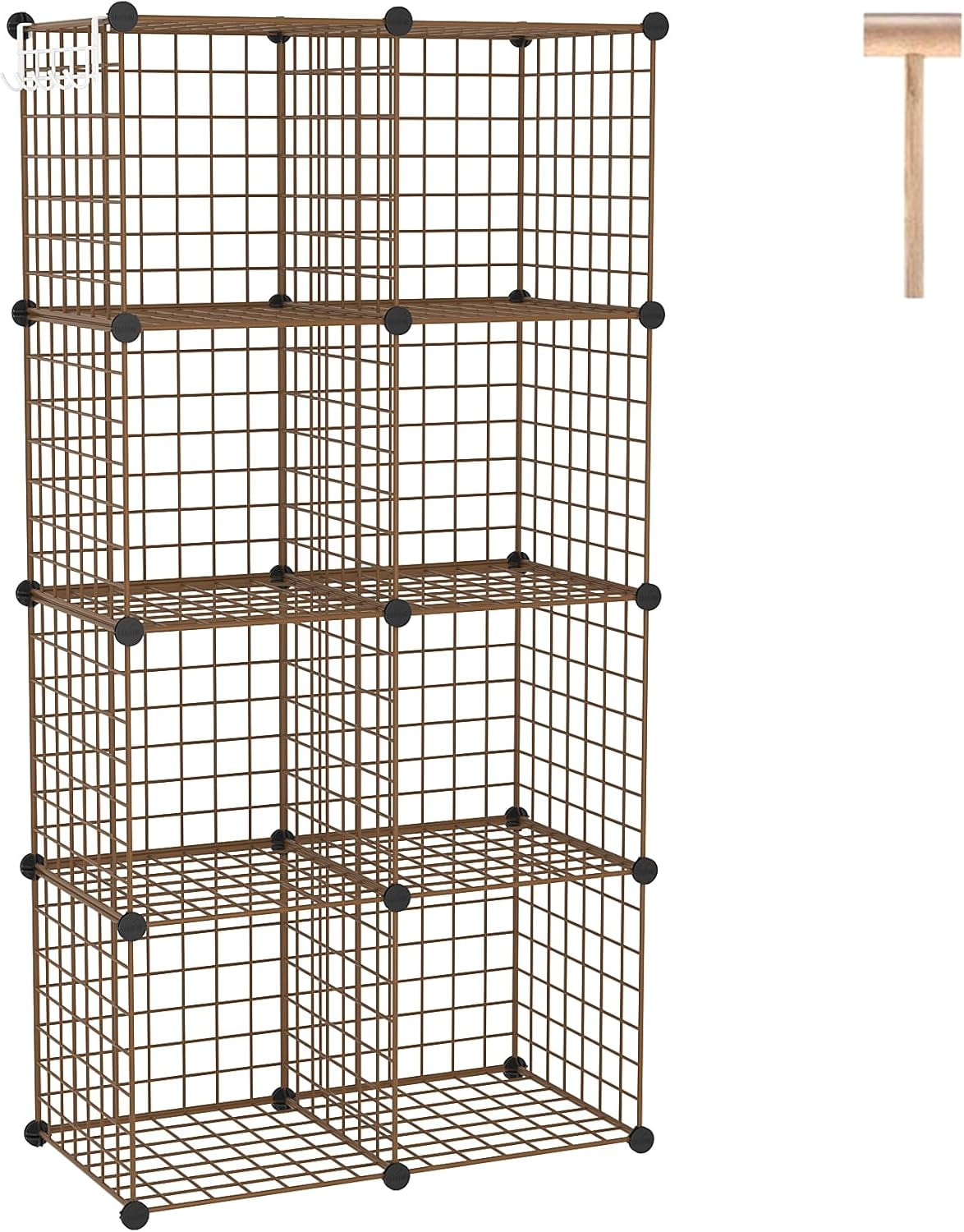 8-Cube Wire Storage Organizer | 24.8"L x12.4"W x48.4"H Modular DIY Metal Grid Shelving for Living Room Office Closet