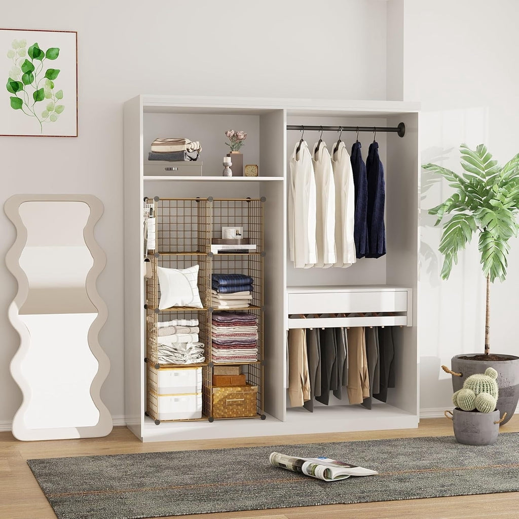 8-Cube Wire Storage Organizer | 24.8"L x12.4"W x48.4"H Modular DIY Metal Grid Shelving for Living Room Office Closet