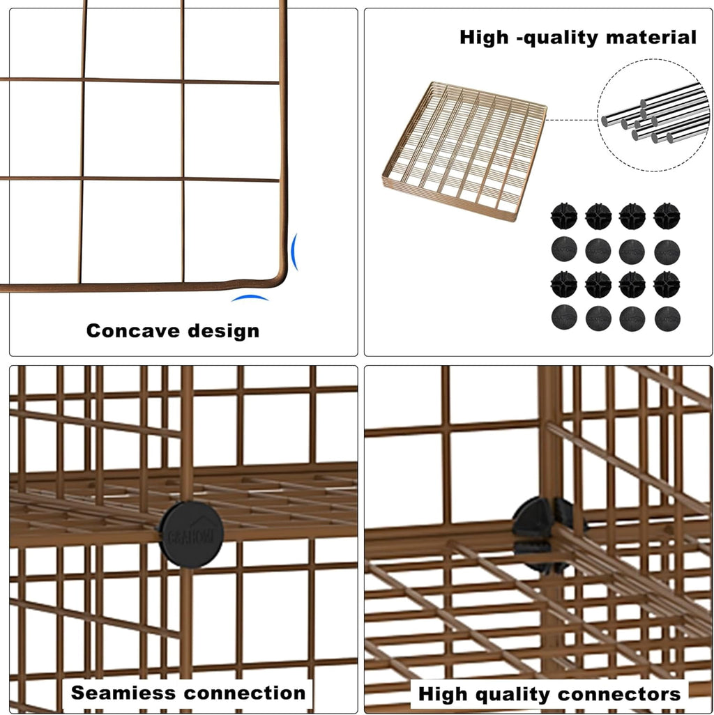 8-Cube Wire Storage Organizer | 24.8"L x12.4"W x48.4"H Modular DIY Metal Grid Shelving for Living Room Office Closet