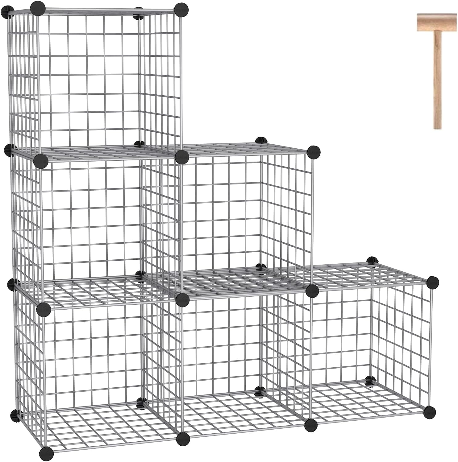 8-Cube Wire Storage Organizer | 24.8"L x12.4"W x48.4"H Modular DIY Metal Grid Shelving for Living Room Office Closet