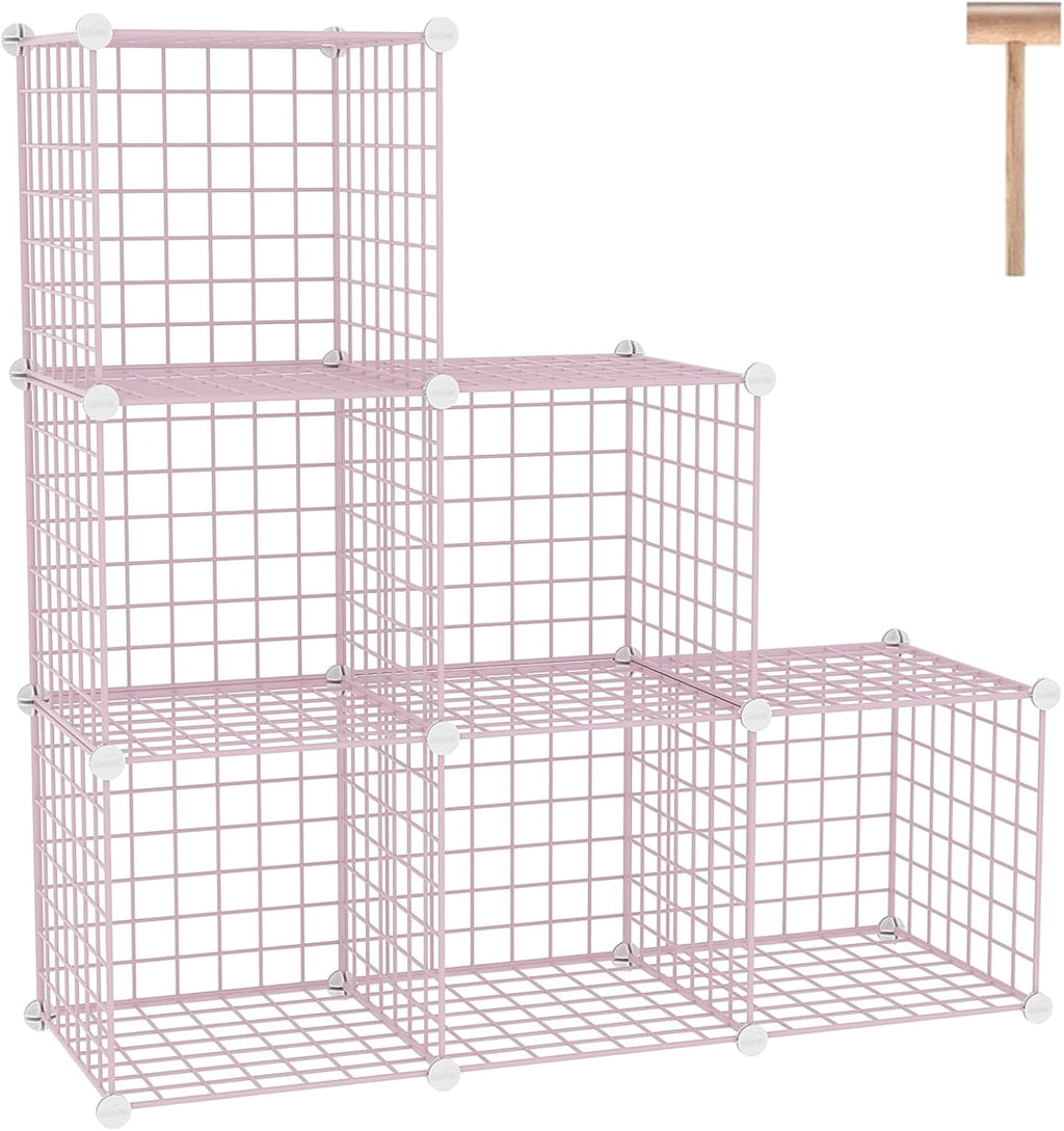 8-Cube Wire Storage Organizer | 24.8"L x12.4"W x48.4"H Modular DIY Metal Grid Shelving for Living Room Office Closet