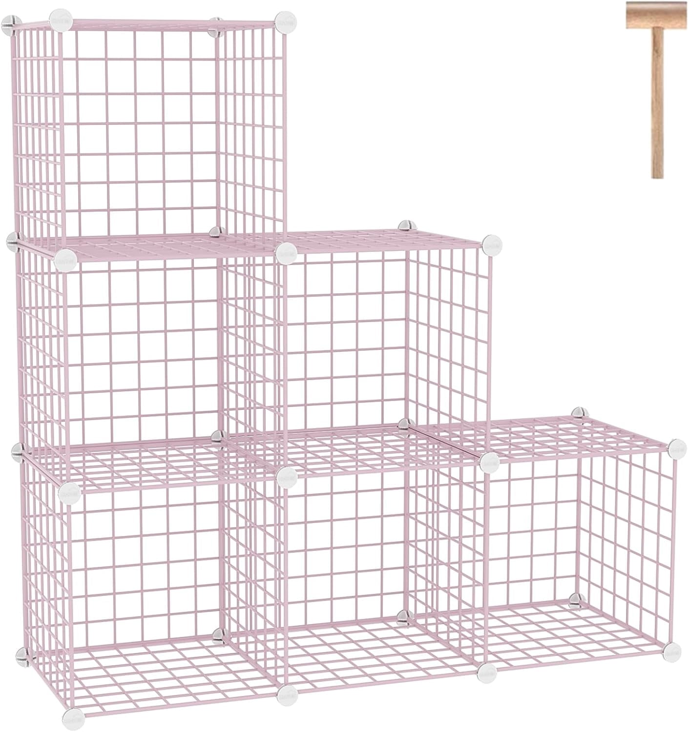 8-Cube Wire Storage Organizer | 24.8"L x12.4"W x48.4"H Modular DIY Metal Grid Shelving for Living Room Office Closet