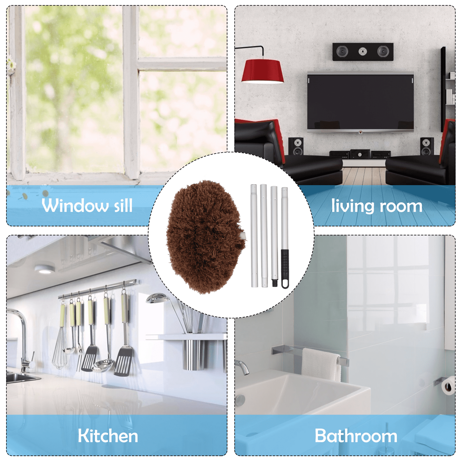 Dust Removal Duster Cleanser Ceiling Fan Webster Cobweb Duster Duster with Extension Pole