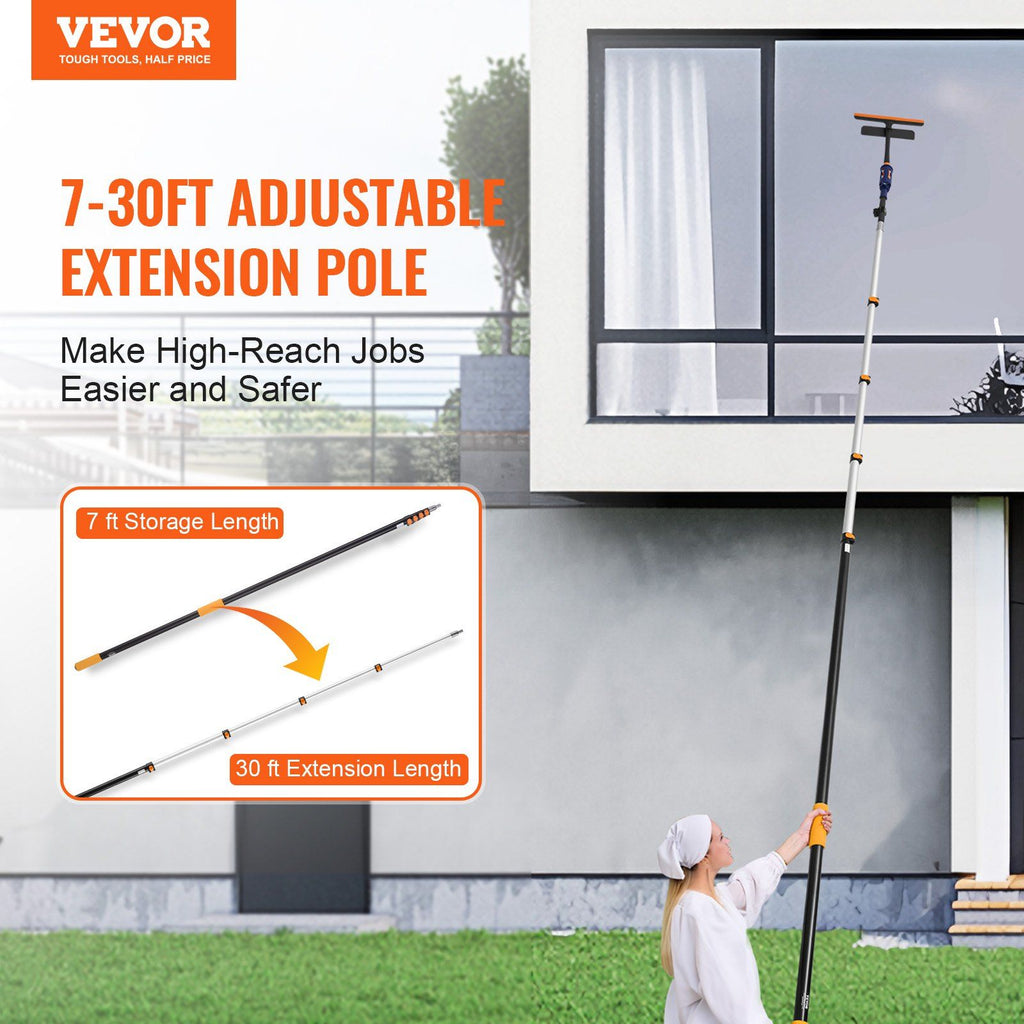 Adjustable 7 to 30FT Telescoping Pole - Painting, Window Cleaning &amp; Dusting Tool