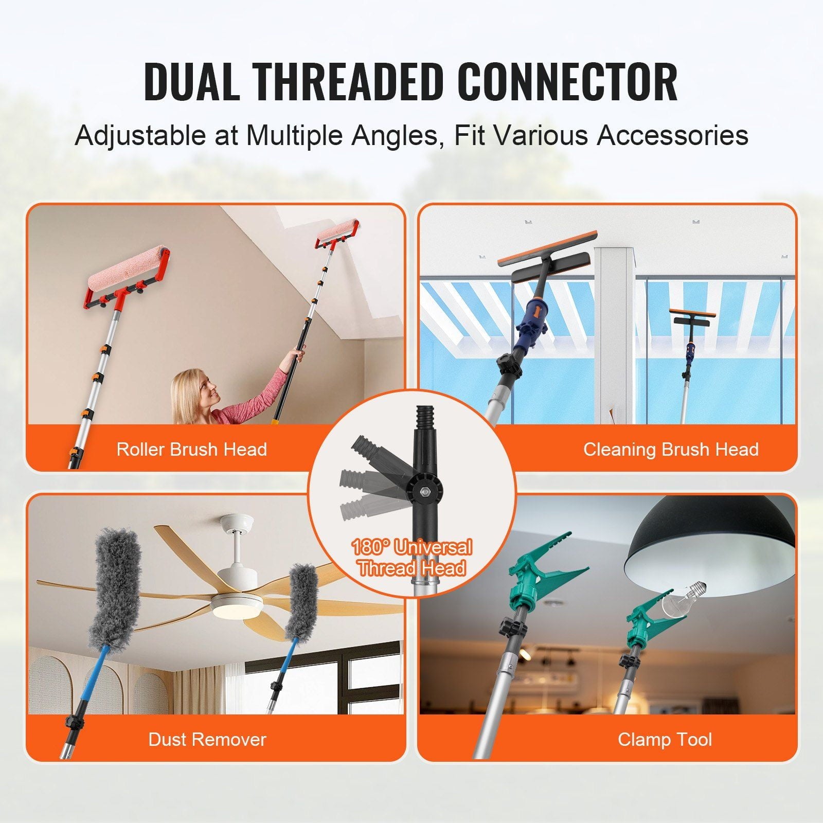 Adjustable 7 to 30FT Telescoping Pole - Painting, Window Cleaning &amp; Dusting Tool