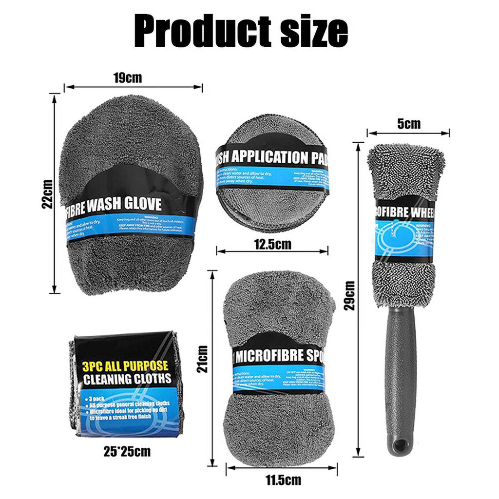 9Pcs Car Cleaning Tool Kit, Microfiber Car Detailing Cleaning Tools Set for Interior Exterior Car Washing Beauty Winter