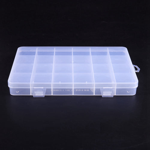 2X 24 Compartments Plastic Box Case Jewelry Bead Storage Container Craft Organizer