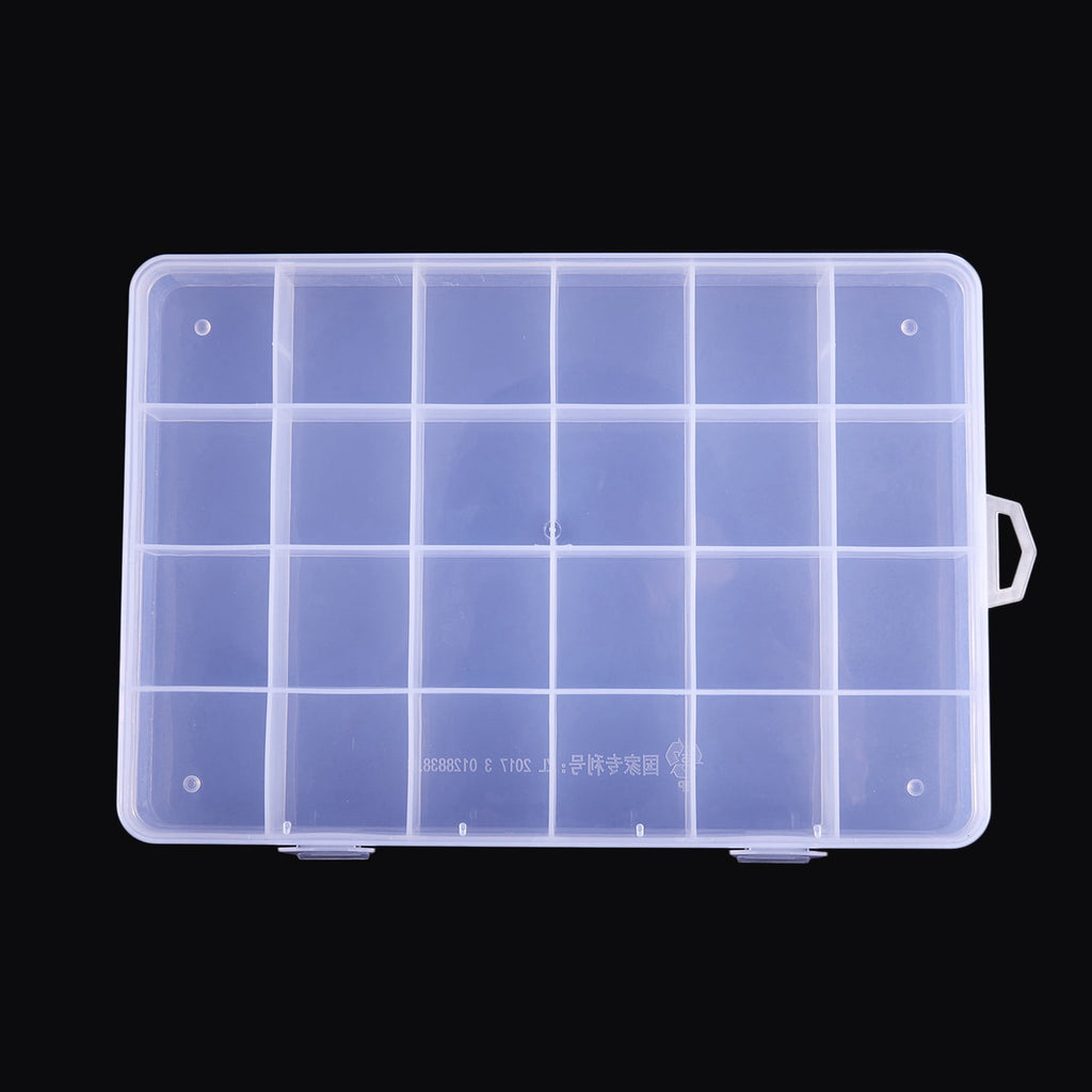 2X 24 Compartments Plastic Box Case Jewelry Bead Storage Container Craft Organizer