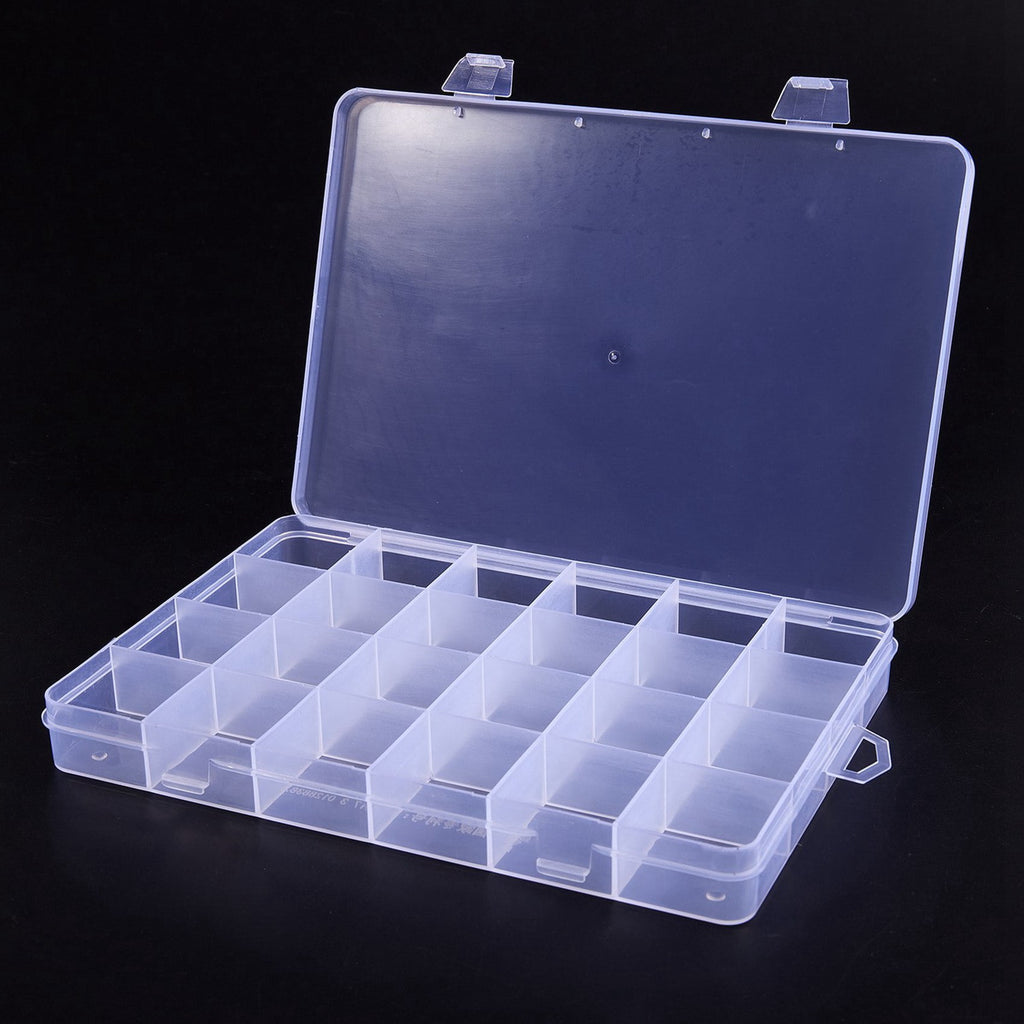2X 24 Compartments Plastic Box Case Jewelry Bead Storage Container Craft Organizer