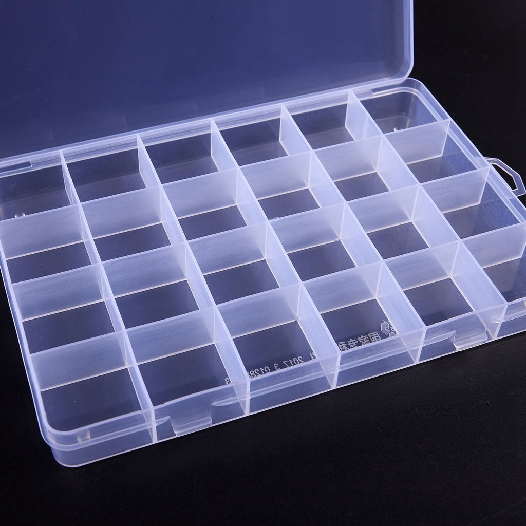 2X 24 Compartments Plastic Box Case Jewelry Bead Storage Container Craft Organizer