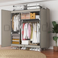Arlukin 49.2-inch portable wardrobe, double doors, 1 long hanging rod, sturdy steel frame, fabric storage, easy to assemble, dust-proof design,Grey