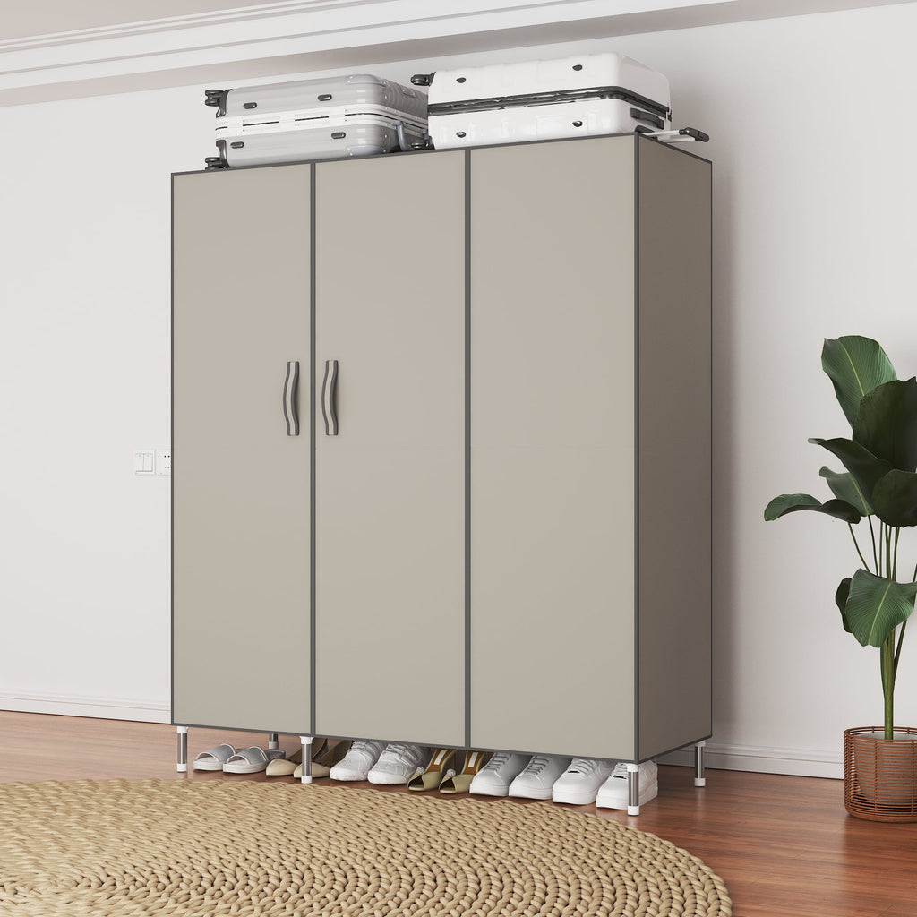 Arlukin 49.2-inch portable wardrobe, double doors, 1 long hanging rod, sturdy steel frame, fabric storage, easy to assemble, dust-proof design,Grey