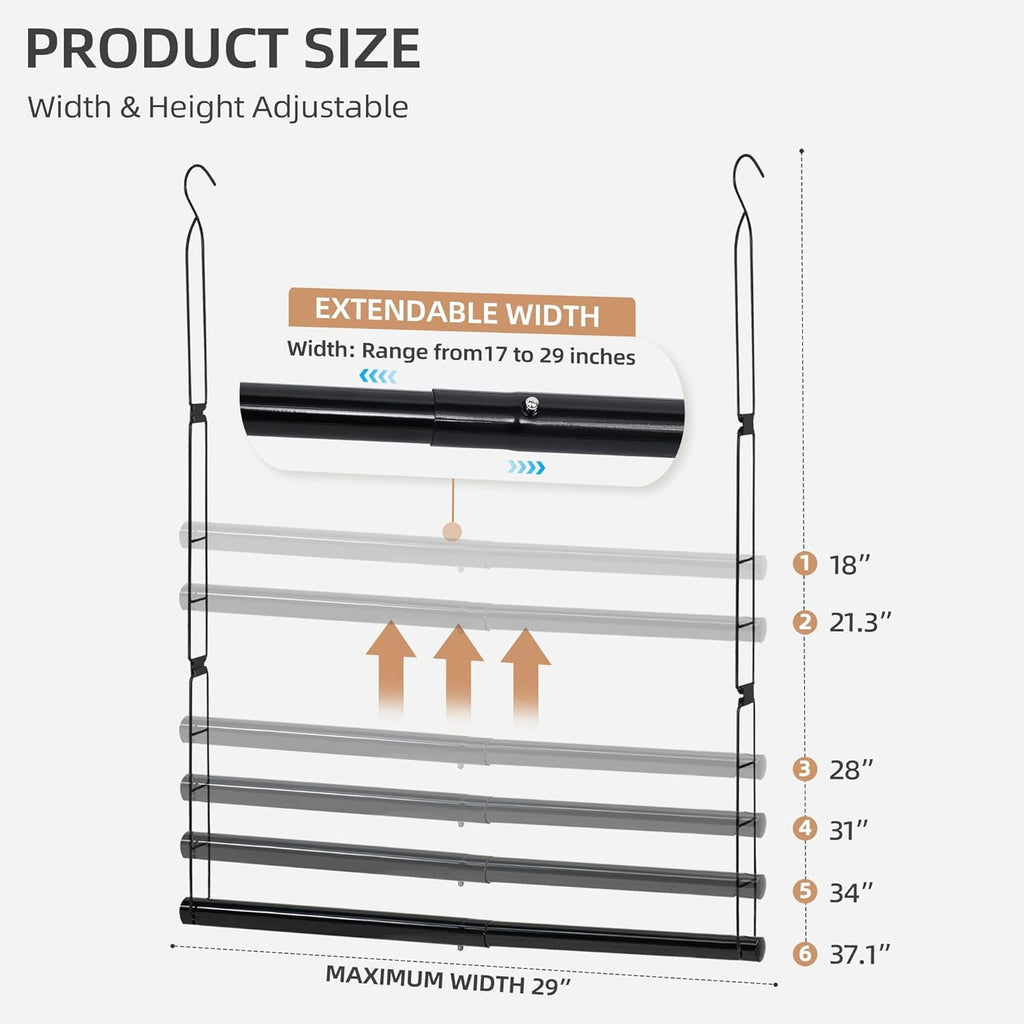 Hanging Closet Rod, Adjustable Width and Height Closet Hanging Organizer, Space-Saving Clothes Hanging Bar, Closet Extender Hanging Rod Double Closet Hanging Rod,  Chrome