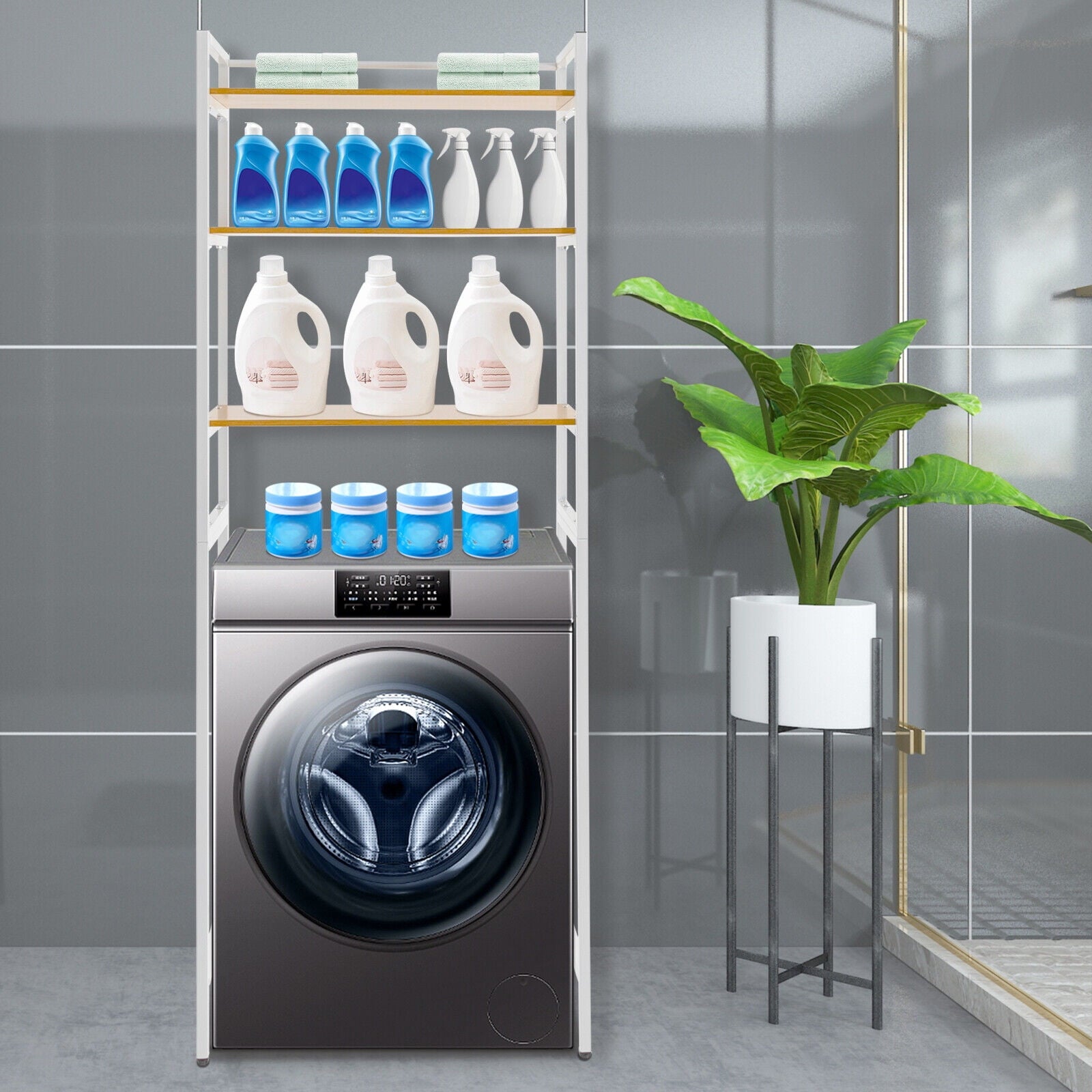 Heavy Duty Over Washer and Dryer Shelves -  3 Tiers Laundry Room Space Saver and Organization Shelves, Freestanding Storage Rack, 27.17" W x 11.81" D x 71.26" H