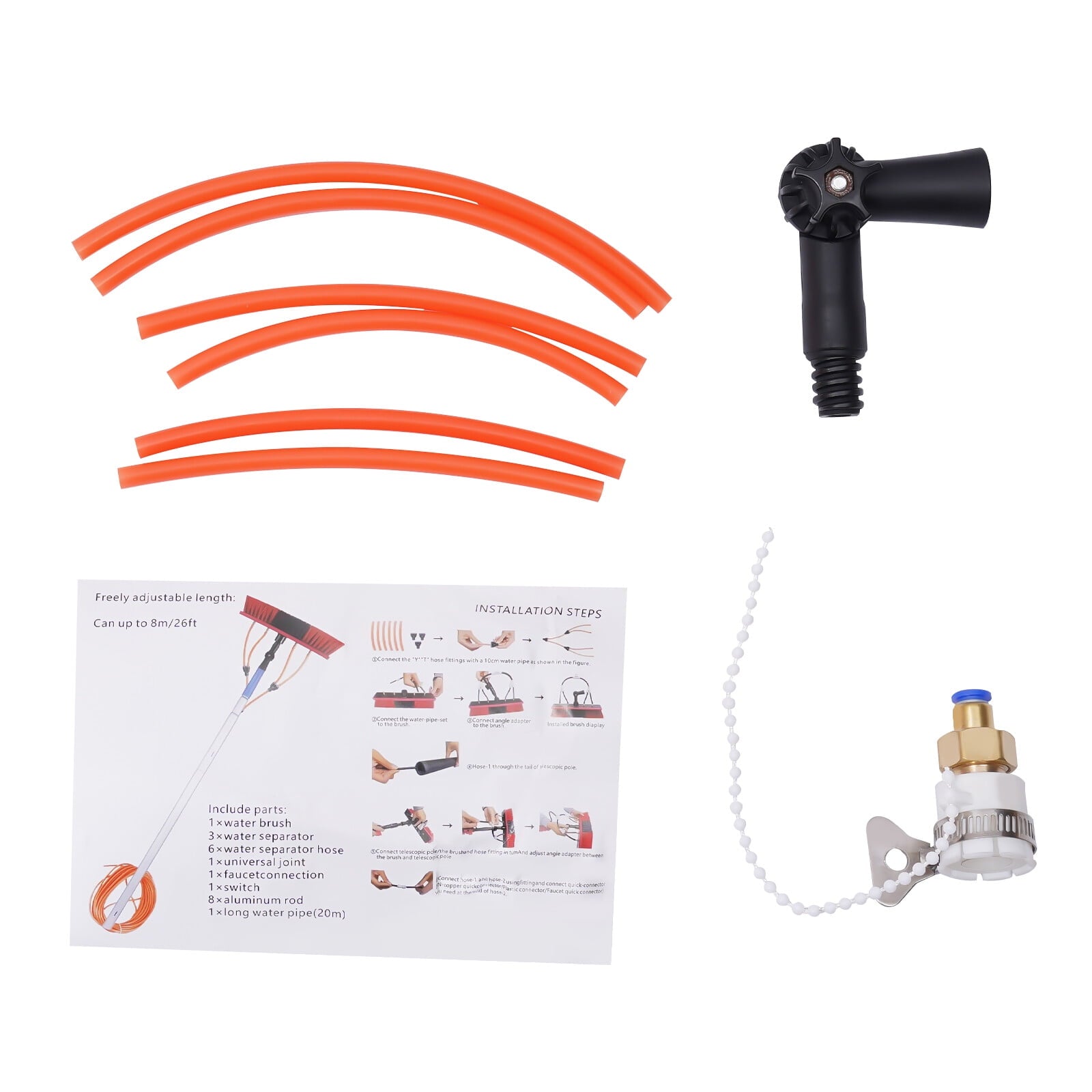 Water Fed Pole Kit 23.62ft Length Water Fed Brush WaterFed Cleaning System for Clean Windows
