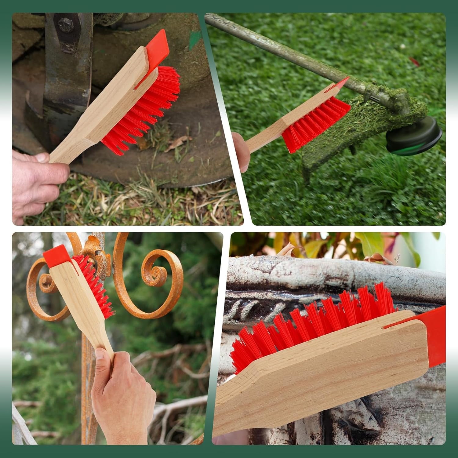 Mower Deck Scraper with Ergonomic Long Handle, Lawn Mower Deck Cleaner Tool with Stiff Bristle Brush, Lawn Mower Maintenance Deck Scraper Cleaning Tool for Gardening
