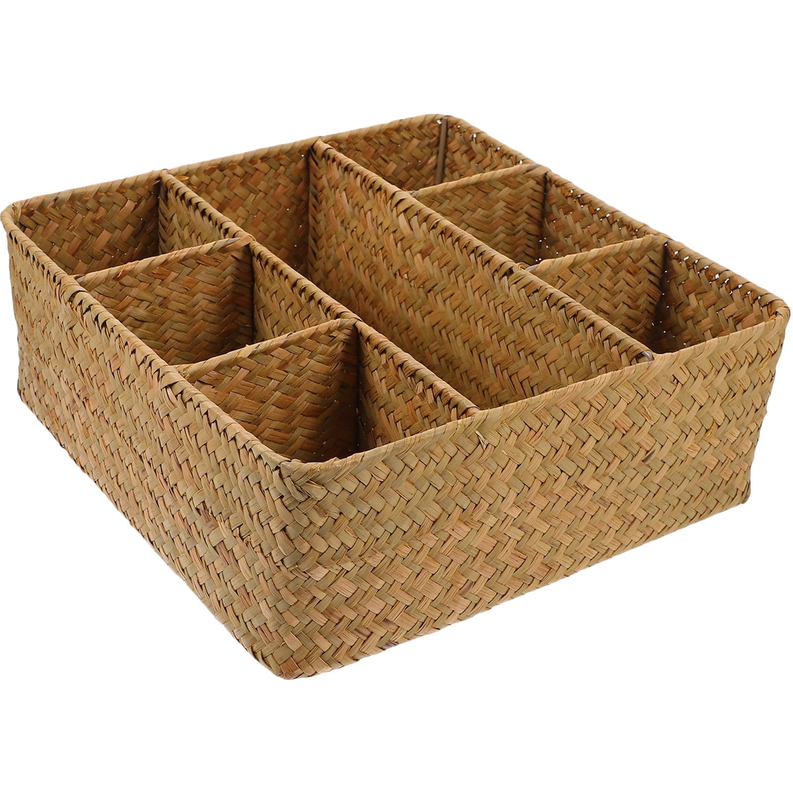 Woven Storage Box for Daily Sundries Kitchen Home Organizer with Divided Compartments 1 Set