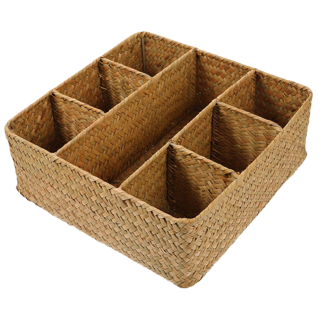 Woven Storage Box for Daily Sundries Kitchen Home Organizer with Divided Compartments 1 Set