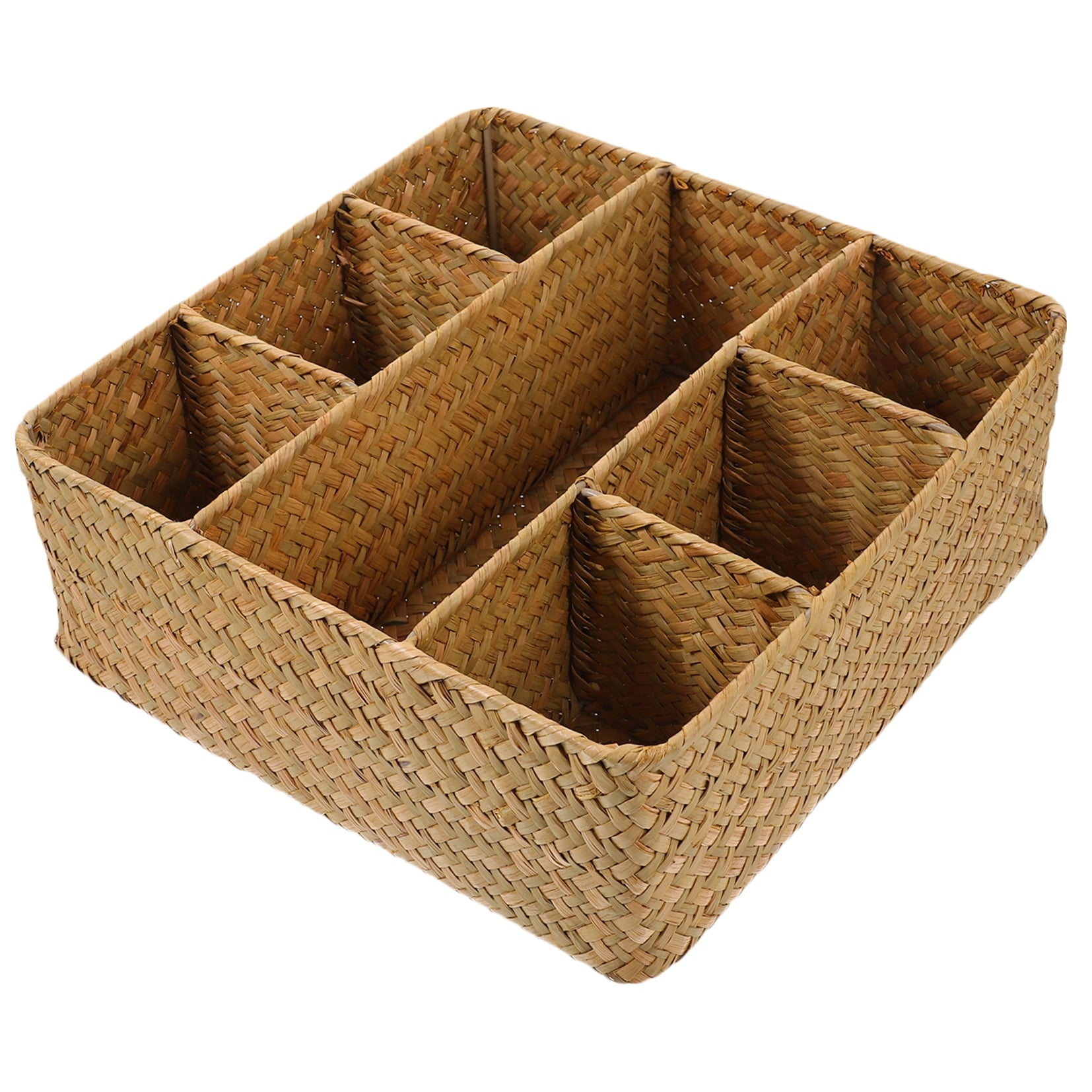 Woven Storage Box for Daily Sundries Kitchen Home Organizer with Divided Compartments 1 Set