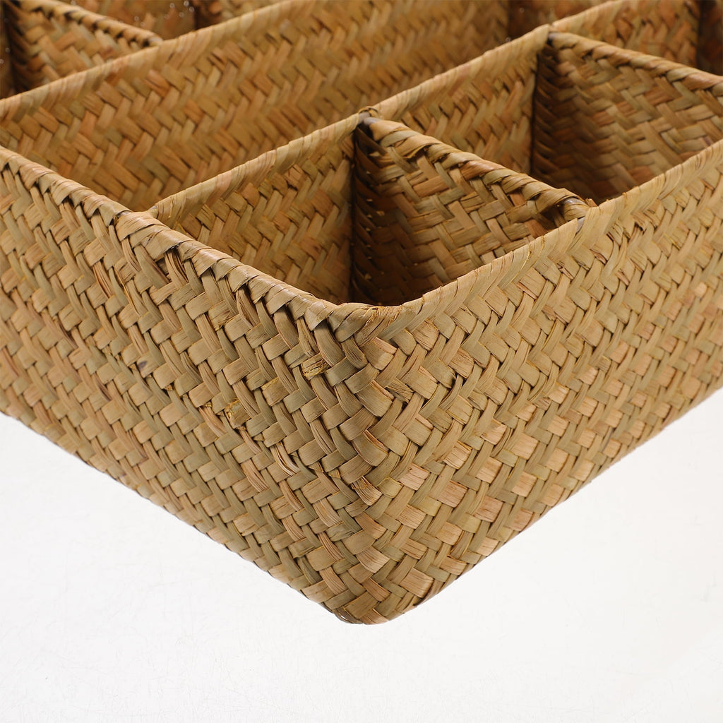 Woven Storage Box for Daily Sundries Kitchen Home Organizer with Divided Compartments 1 Set