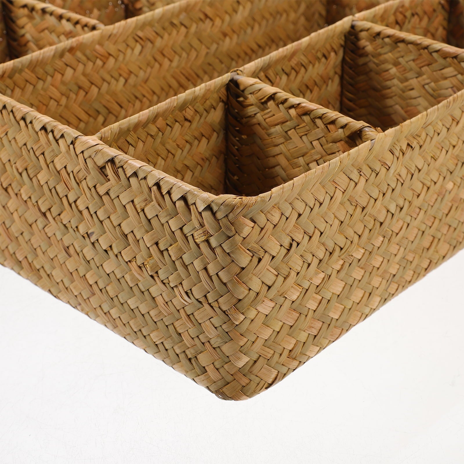 Woven Storage Box for Daily Sundries Kitchen Home Organizer with Divided Compartments 1 Set