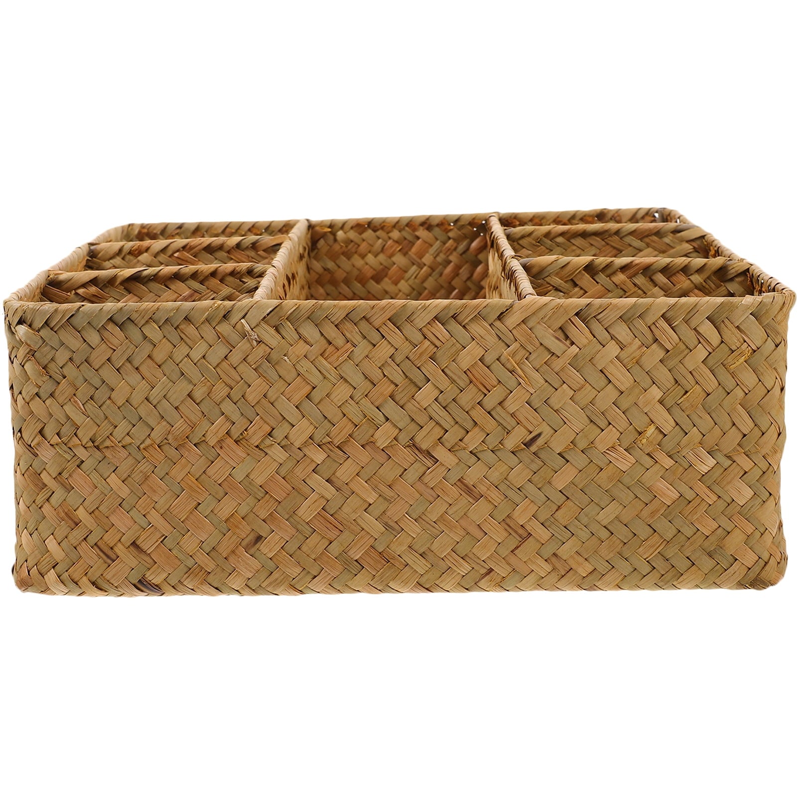 Woven Storage Box for Daily Sundries Kitchen Home Organizer with Divided Compartments 1 Set