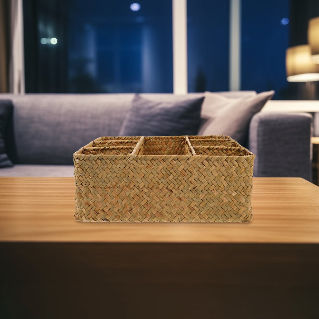 Woven Storage Box for Daily Sundries Kitchen Home Organizer with Divided Compartments 1 Set