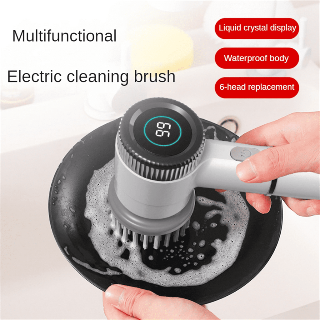 Electric Scrubber Electric Cleaning Brush Cordless Power Scrubber Wih 5 Replace Brush Heads for Bathroom Kitchens