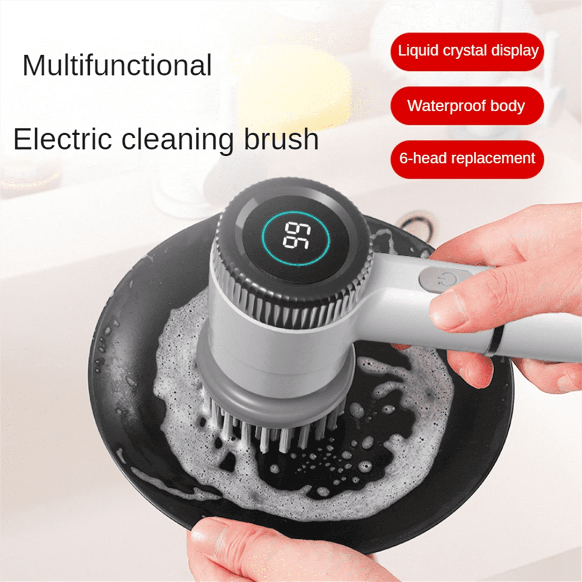 Electric Scrubber Electric Cleaning Brush Cordless Power Scrubber Wih 5 Replace Brush Heads for Bathroom Kitchens