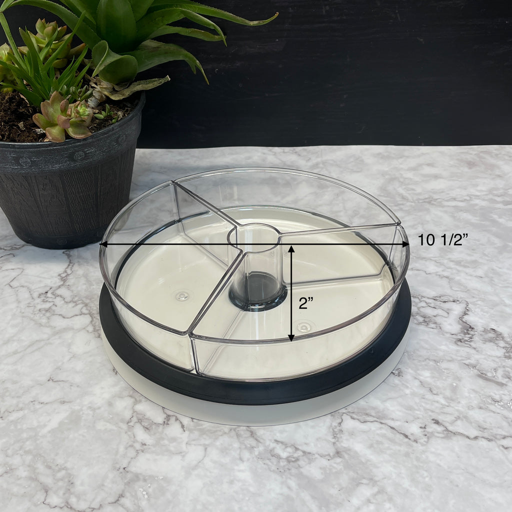 Rotating Lazy Susan Organizer Turntable with 3 Removable Dividers Bins, for Kitchen, Bathroom